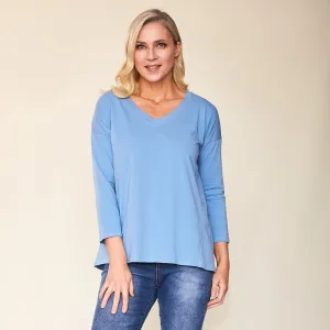 Riley V Neck Top (Blue)