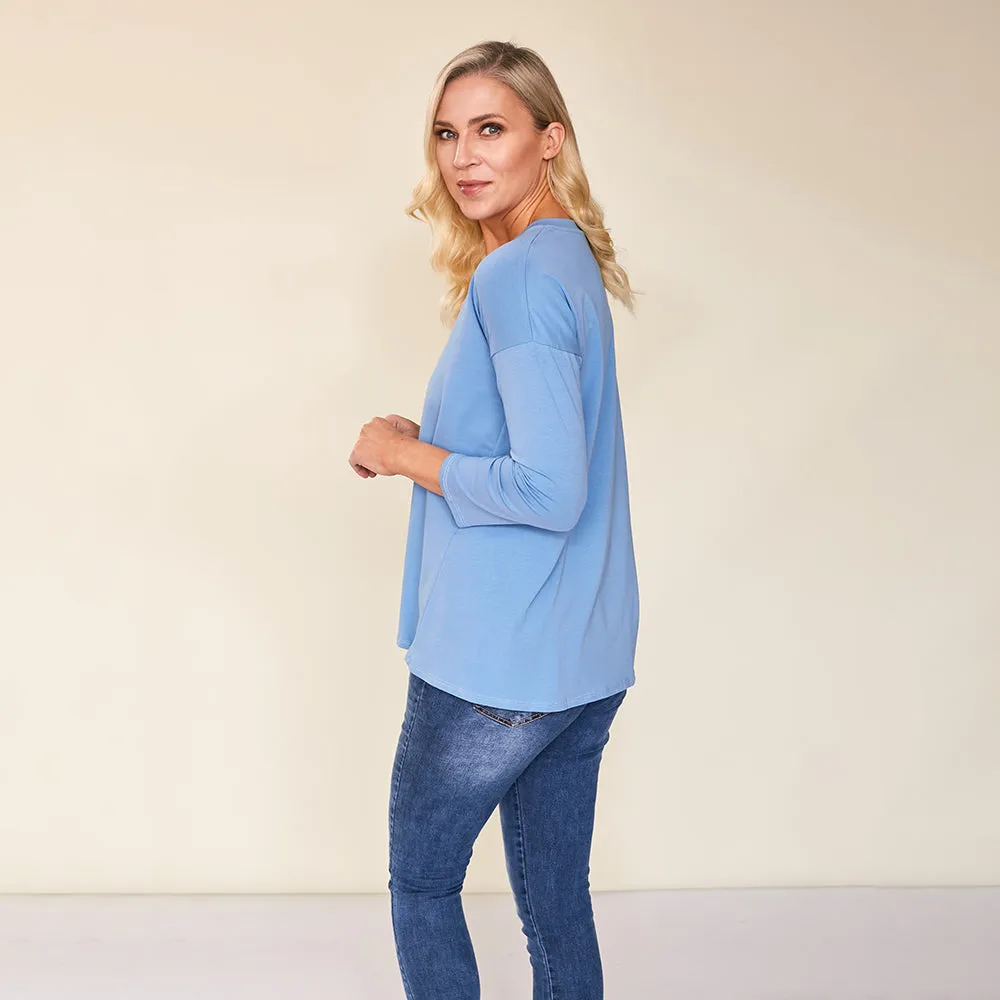 Riley V Neck Top (Blue)