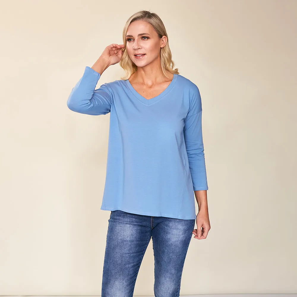 Riley V Neck Top (Blue)