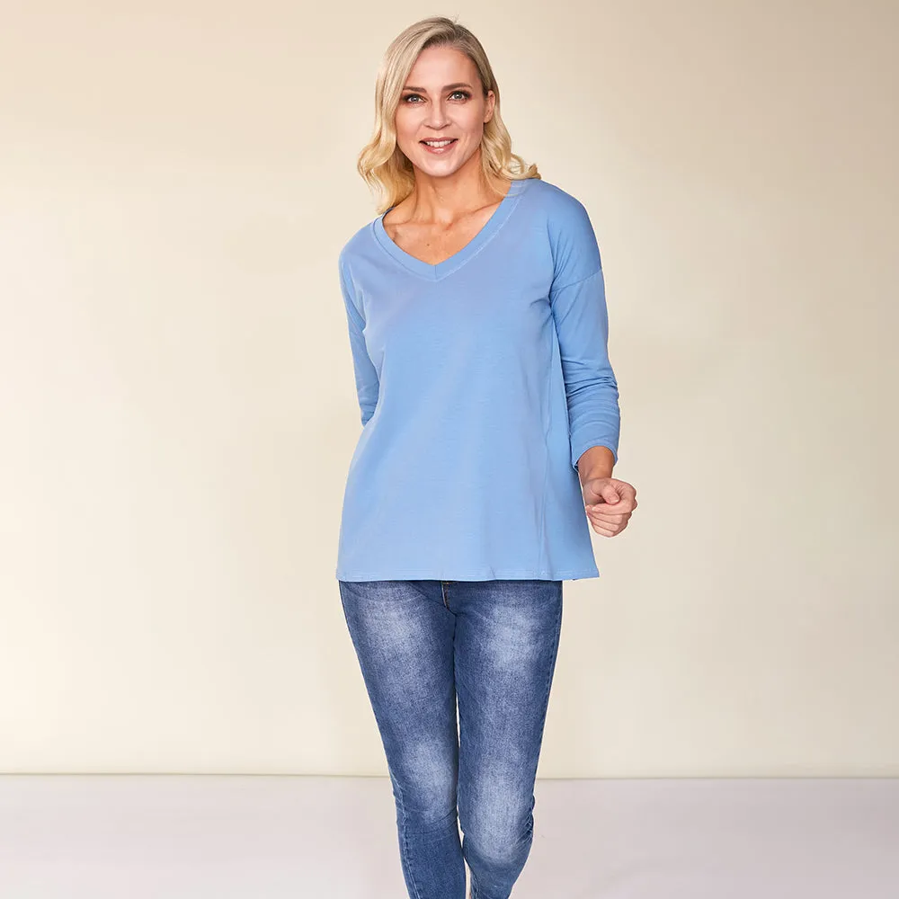 Riley V Neck Top (Blue)