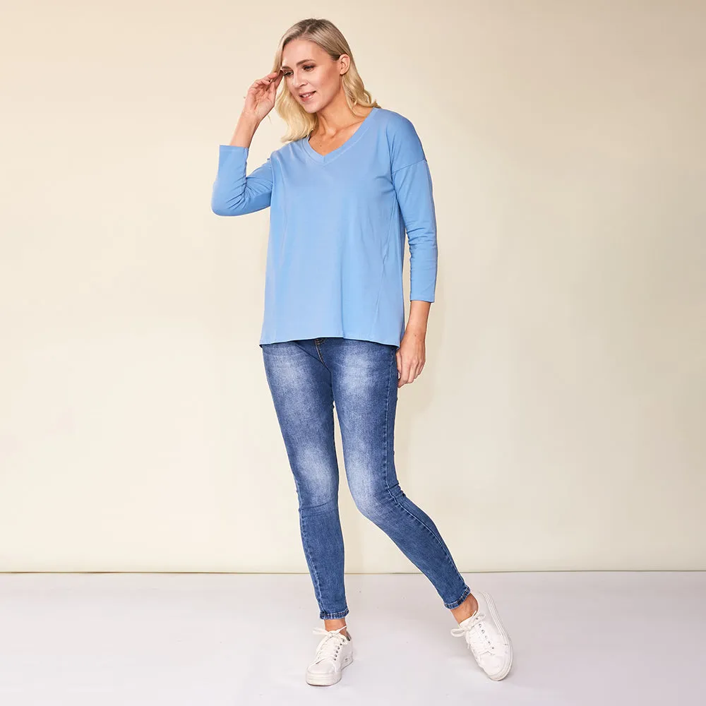 Riley V Neck Top (Blue)