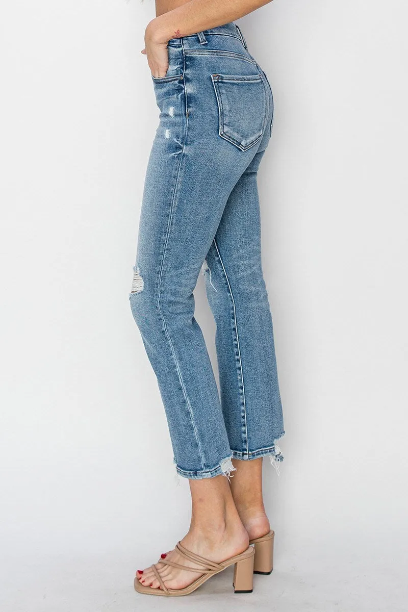 Risen Jeans - High Rise Distressed Ankle Straight Jeans - RDP5783