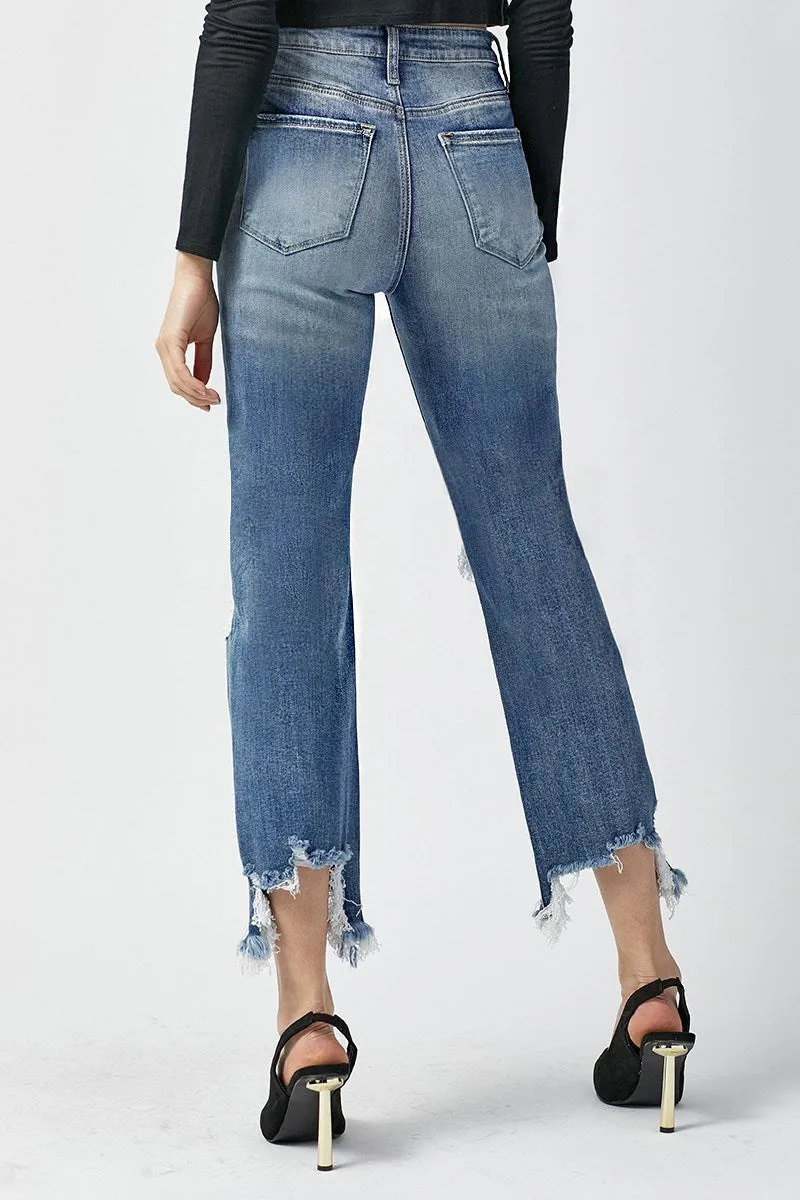 Risen Jeans - High Rise Straight Crop Jeans - RDP5002