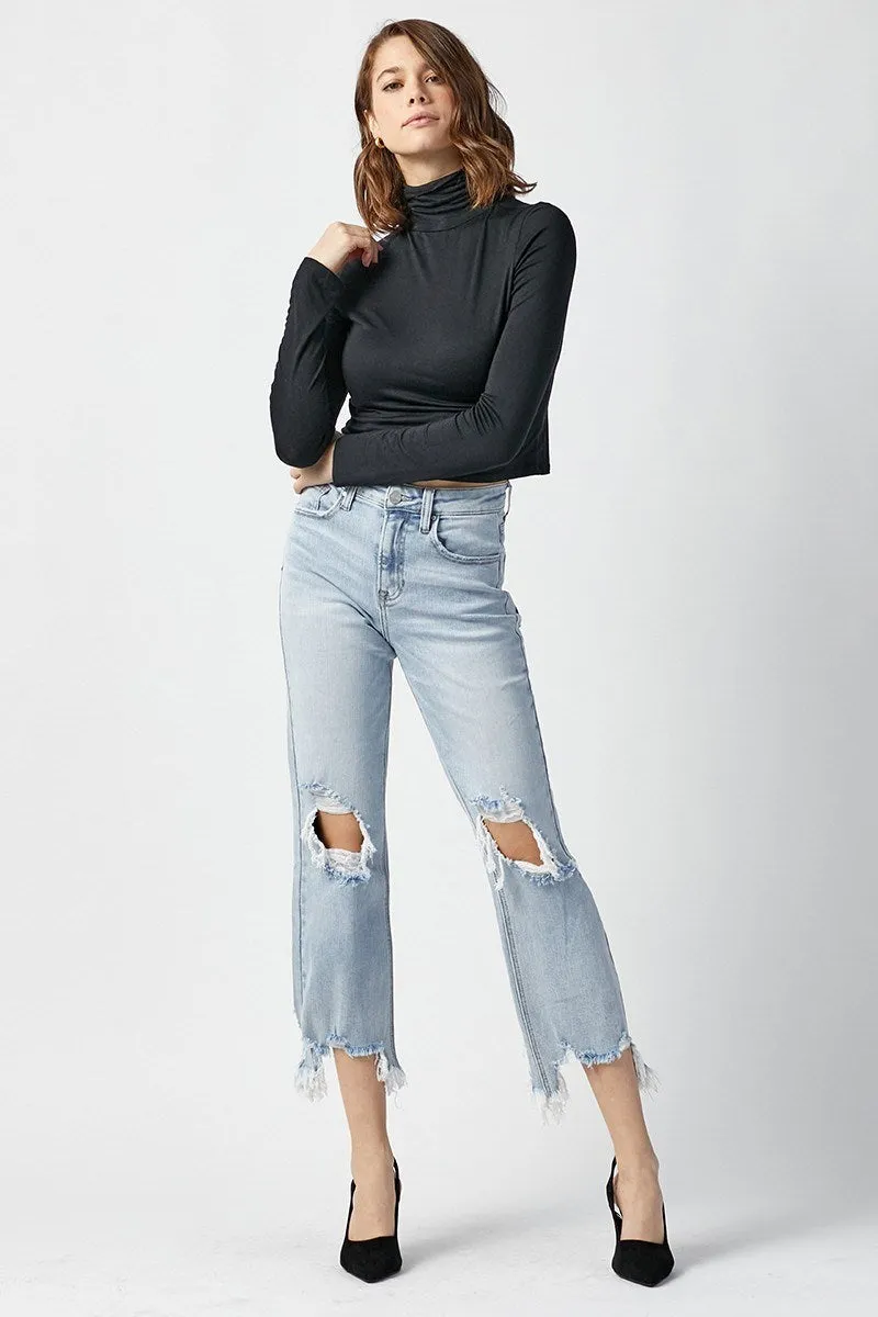 Risen Jeans - High Rise Straight Crop Jeans - RDP5002