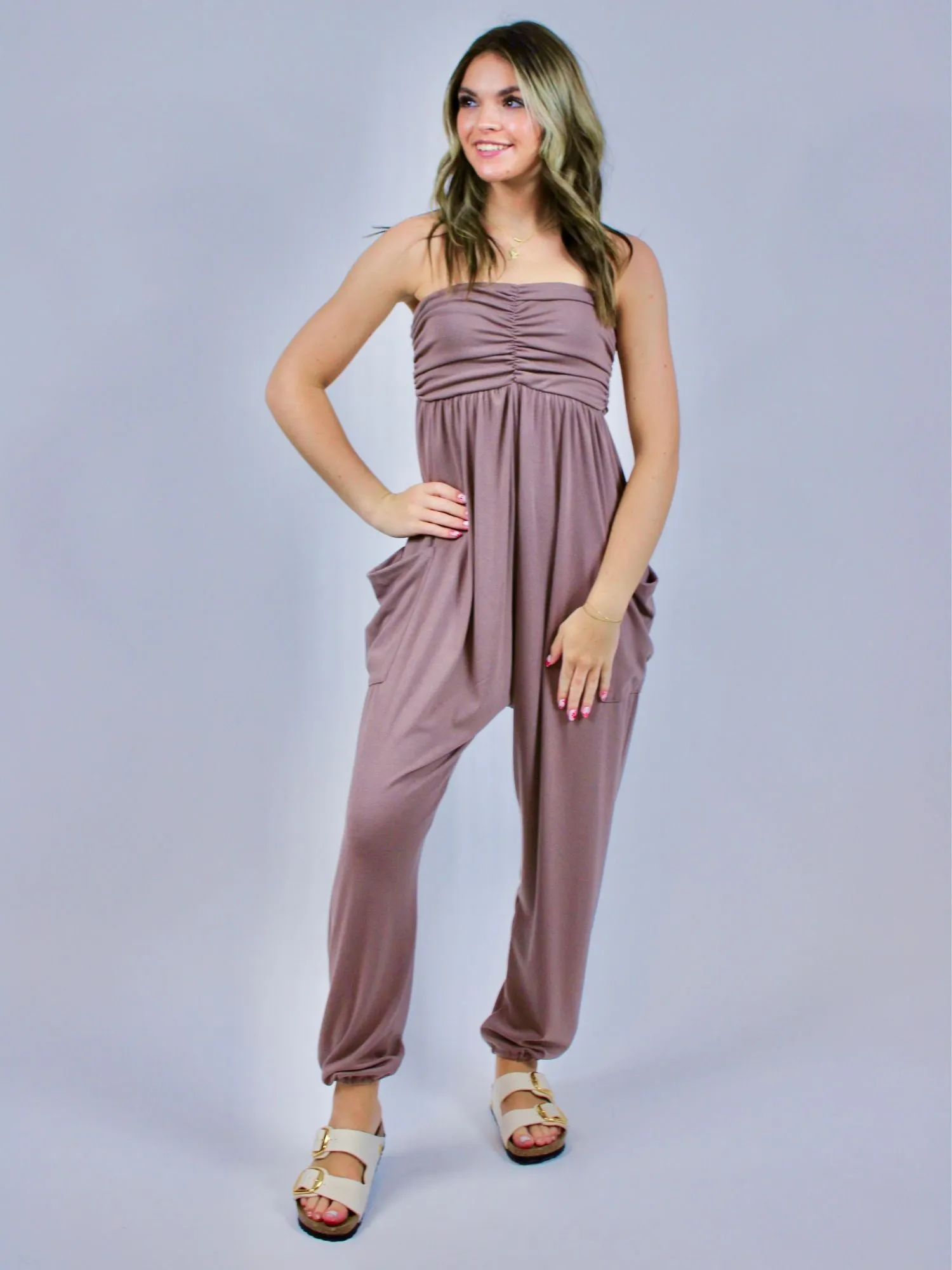 Ruched Jogger Jumpsuit