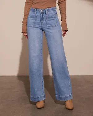 Rugged Charm High Rise Wide Leg Jeans