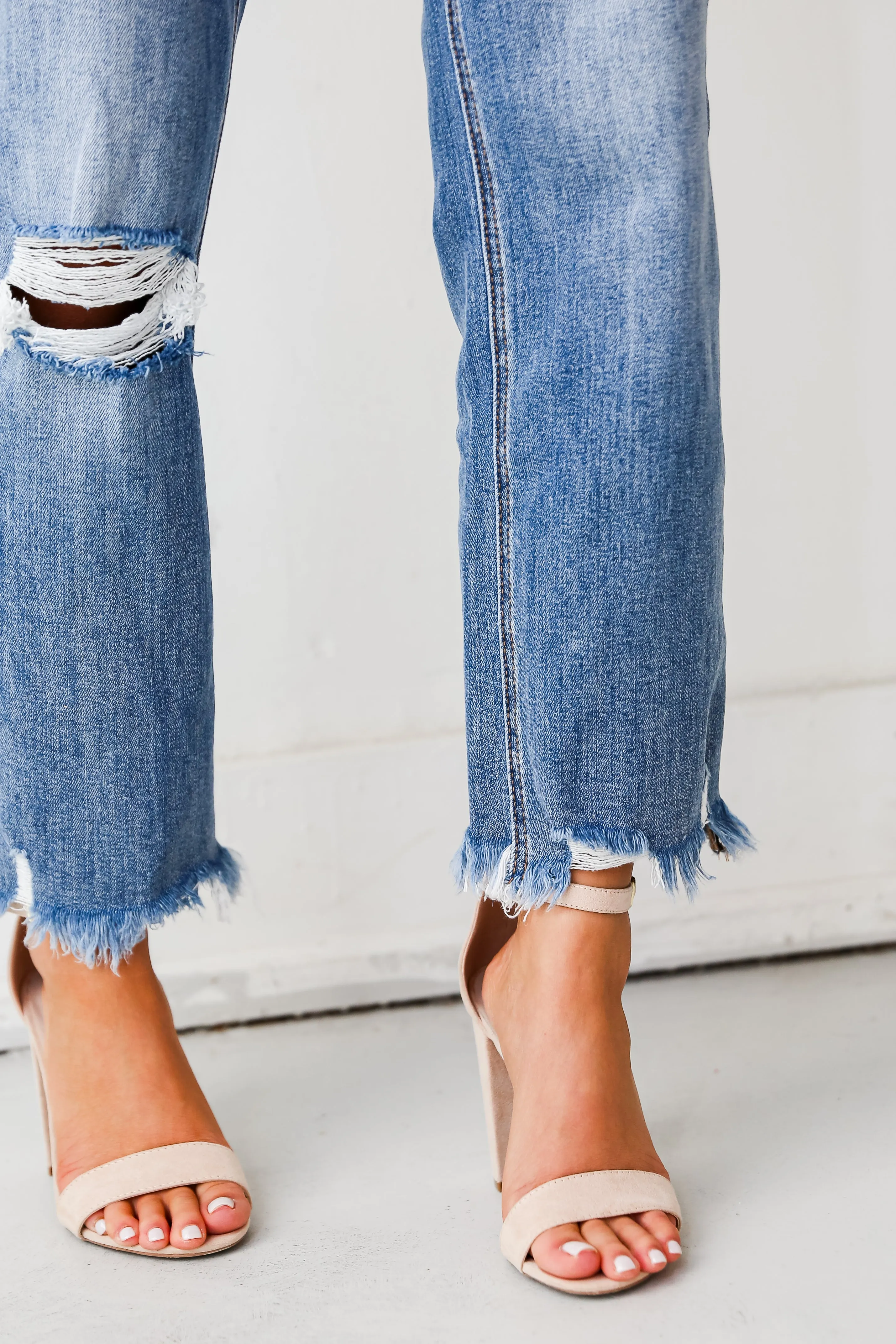 Sadie Medium Wash Distressed Dad Jeans