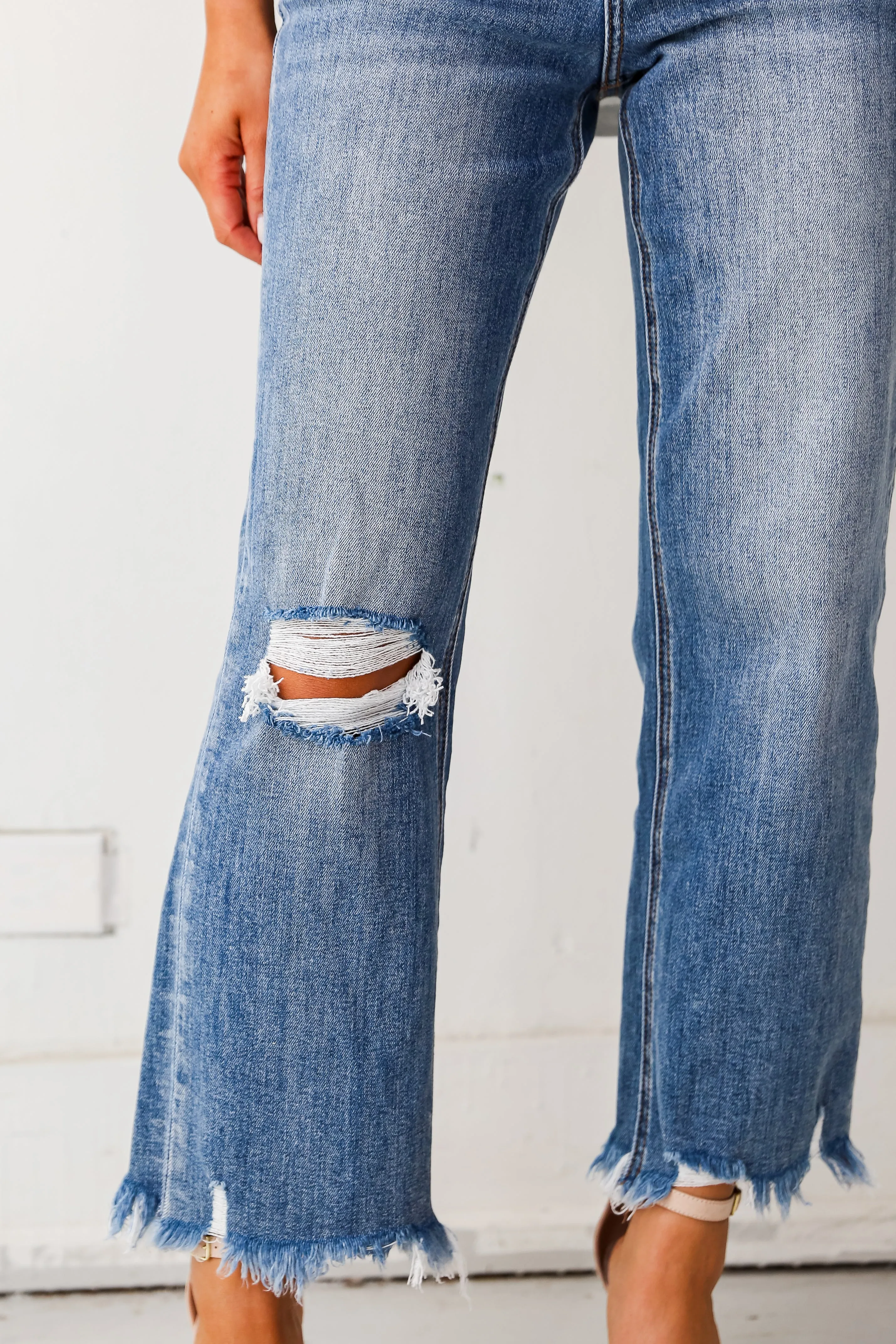 Sadie Medium Wash Distressed Dad Jeans