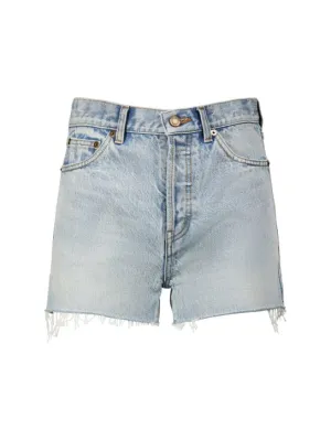 Saint Laurent   Slim fit cotton denim shorts 