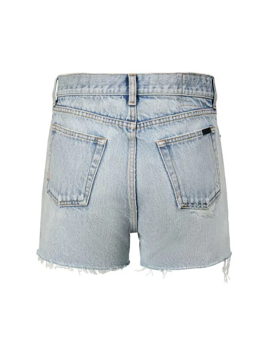 Saint Laurent   Slim fit cotton denim shorts 