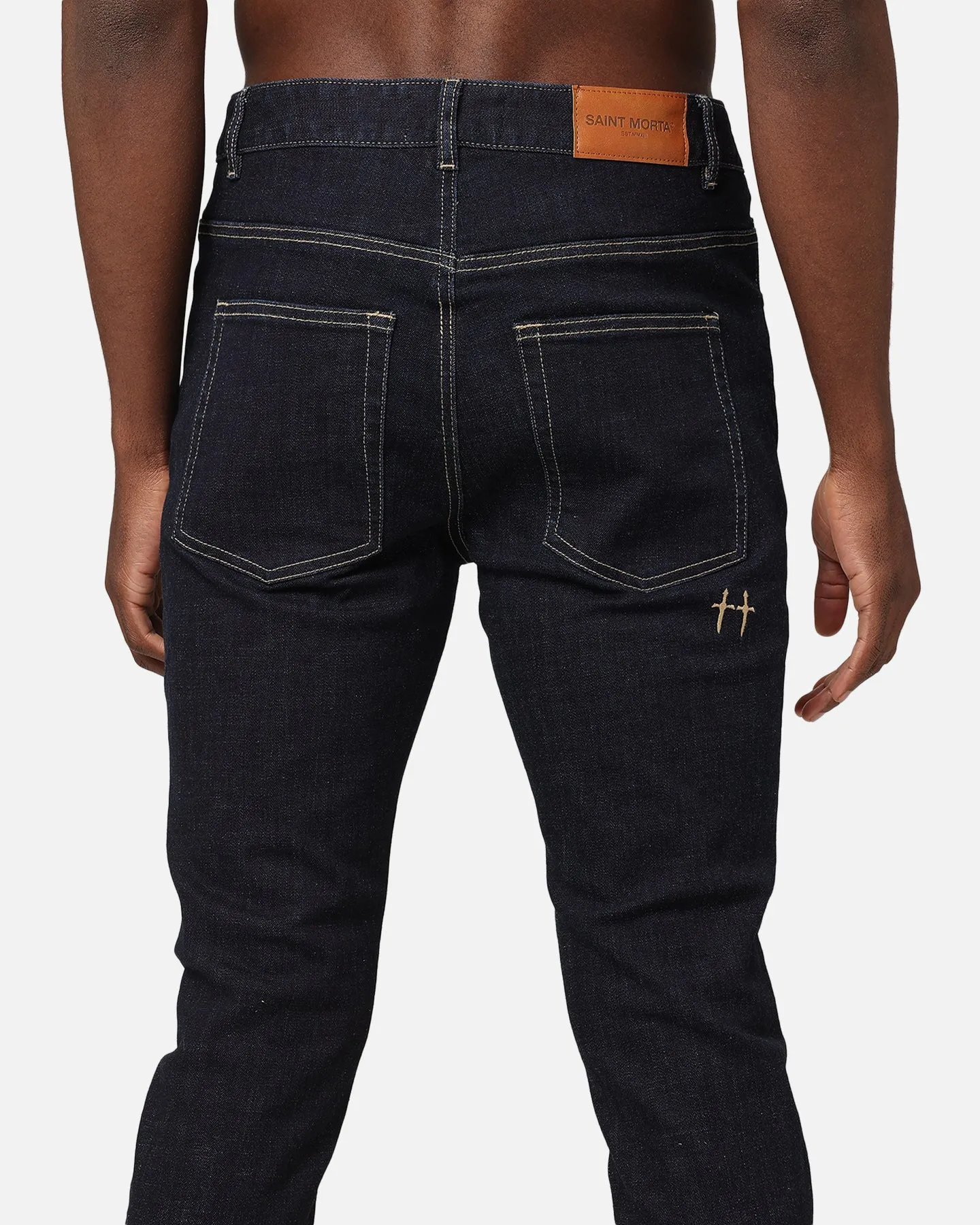 Saint Morta Tapered Denim Jeans Raw Indigo