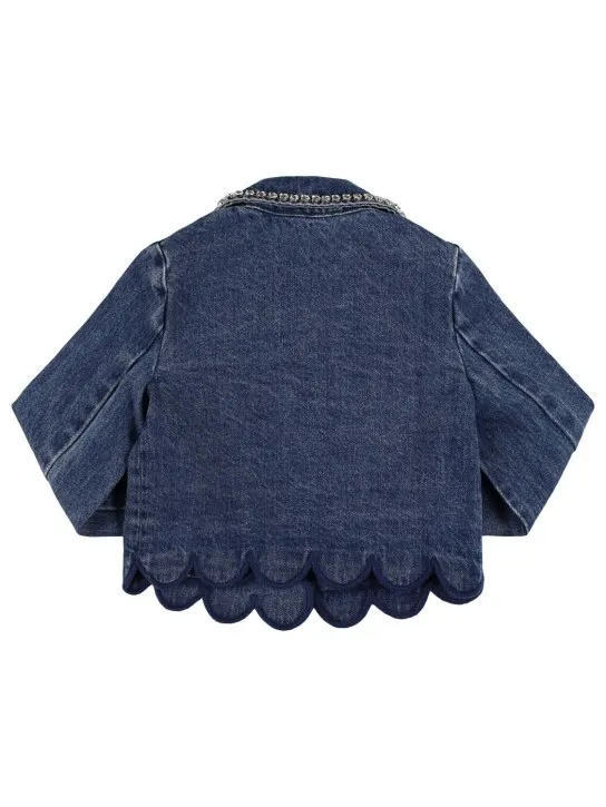 Self-portrait   Embellished cotton denim jacket 