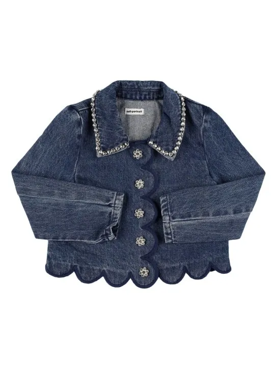 Self-portrait   Embellished cotton denim jacket 