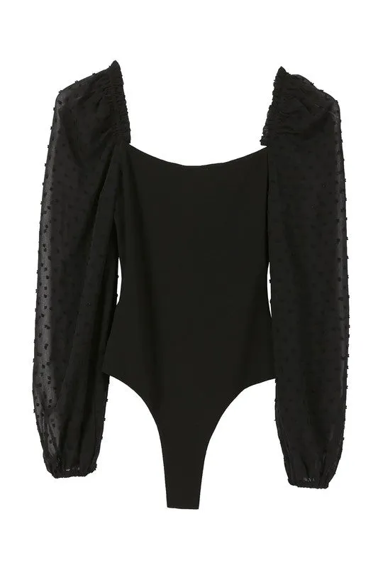 SHIRRING SLEEVE BODYSUIT