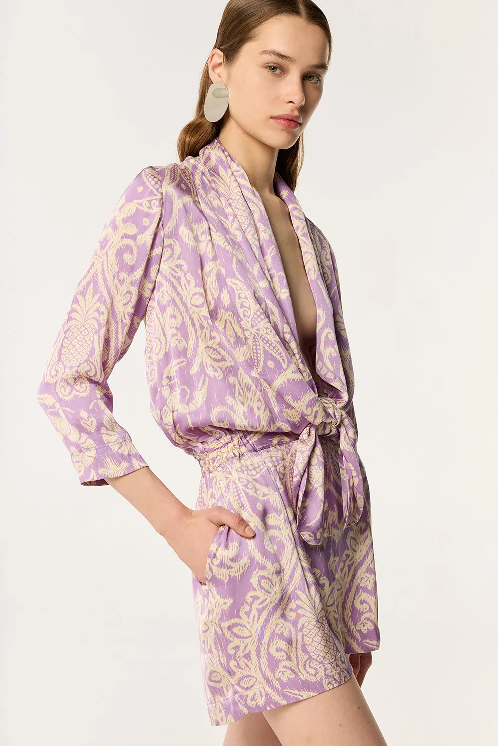 Short Jumpsuit Celie - Purple Macro Ikat