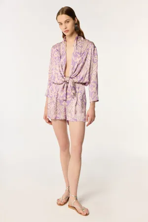 Short Jumpsuit Celie - Purple Macro Ikat