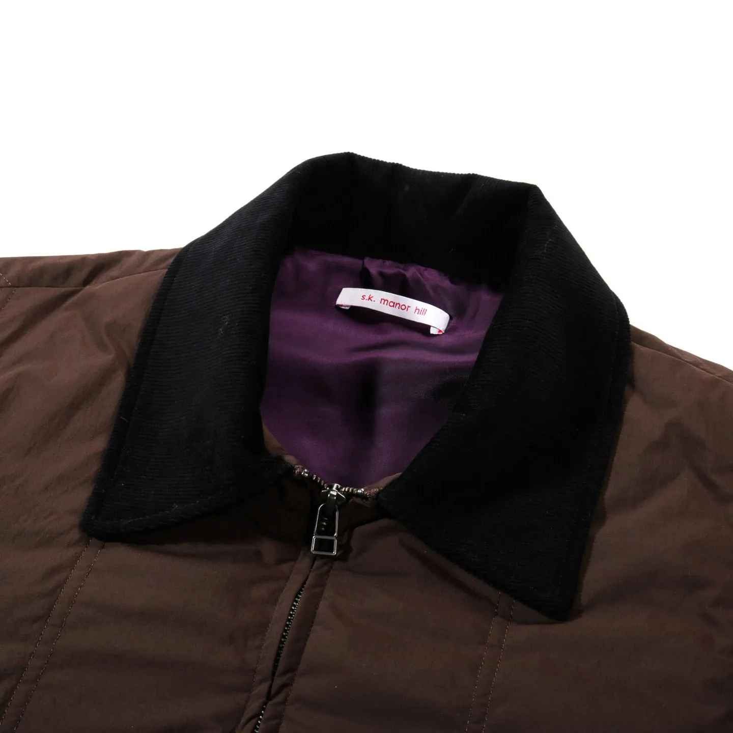 S.K. MANOR HILL FIELD JACKET BROWN QUILTED REC NYLON WR