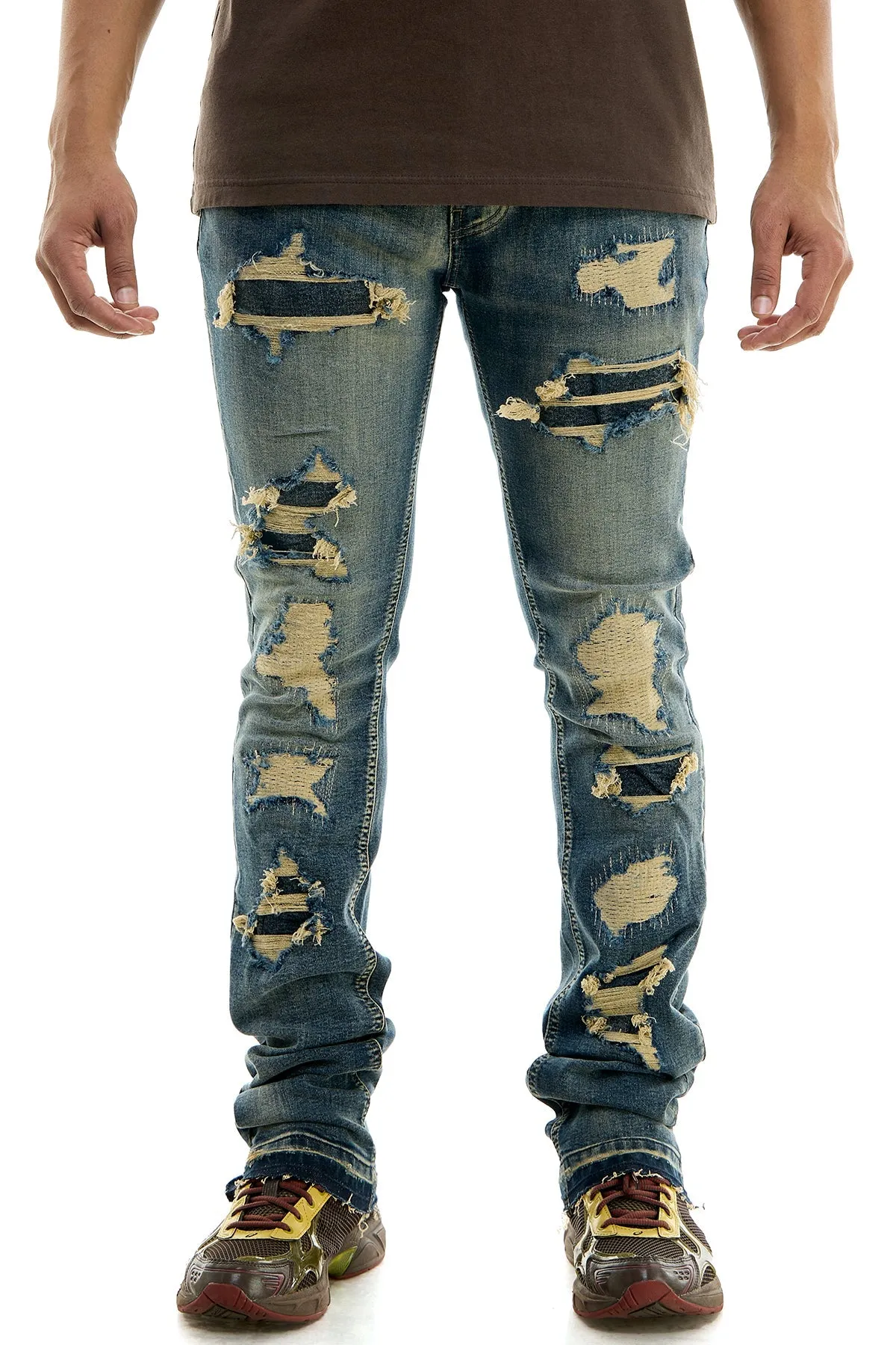 Skinny Stacked Jeans In Washed Denim