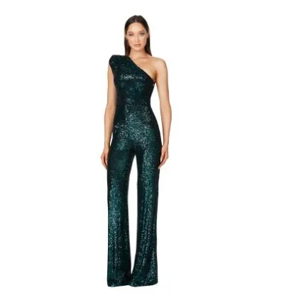 Sleeveless One Shoulder Sequin Jumpsuit