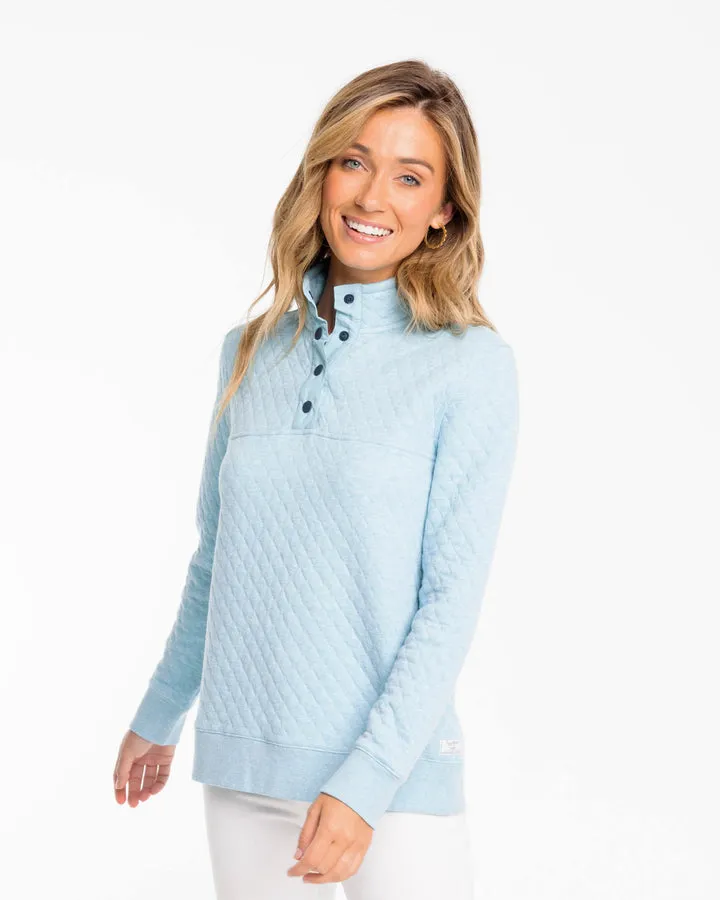 Southern Tide Makenzie Heather Quilted Pullover / Ocean Teal