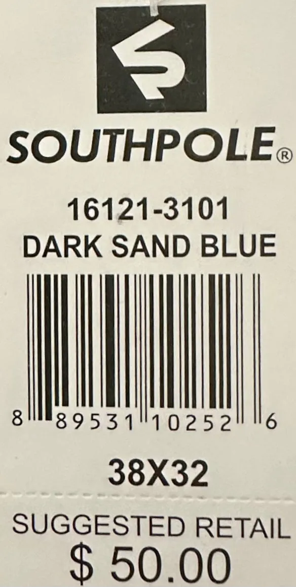 *SOUTHPOLE* DENIM JEANS (DARK SAND BLUE) (WAIST 38” X INSEAM 32”)