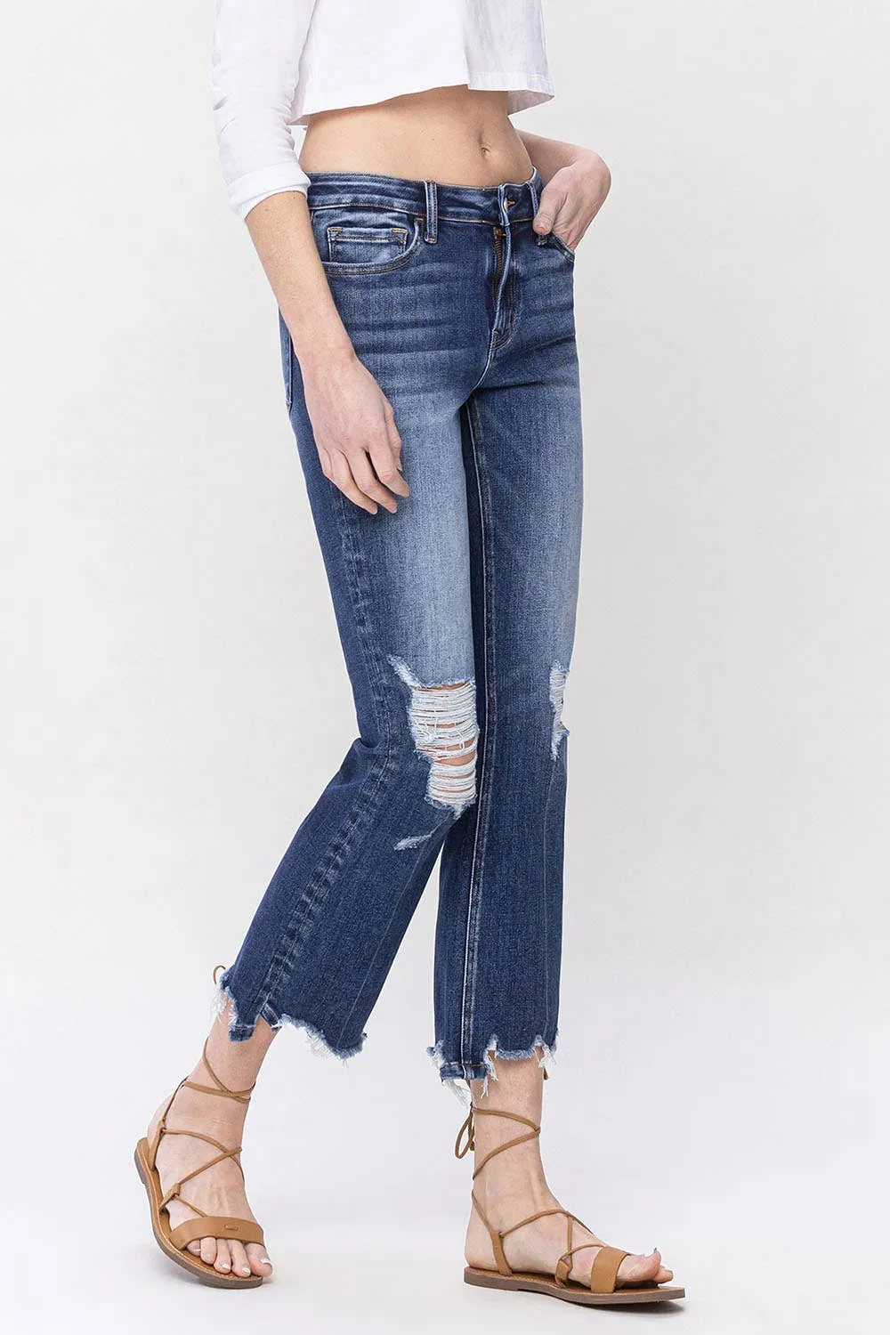 SPELLBOUND MID-RISE CROP KICK FLARE JEANS