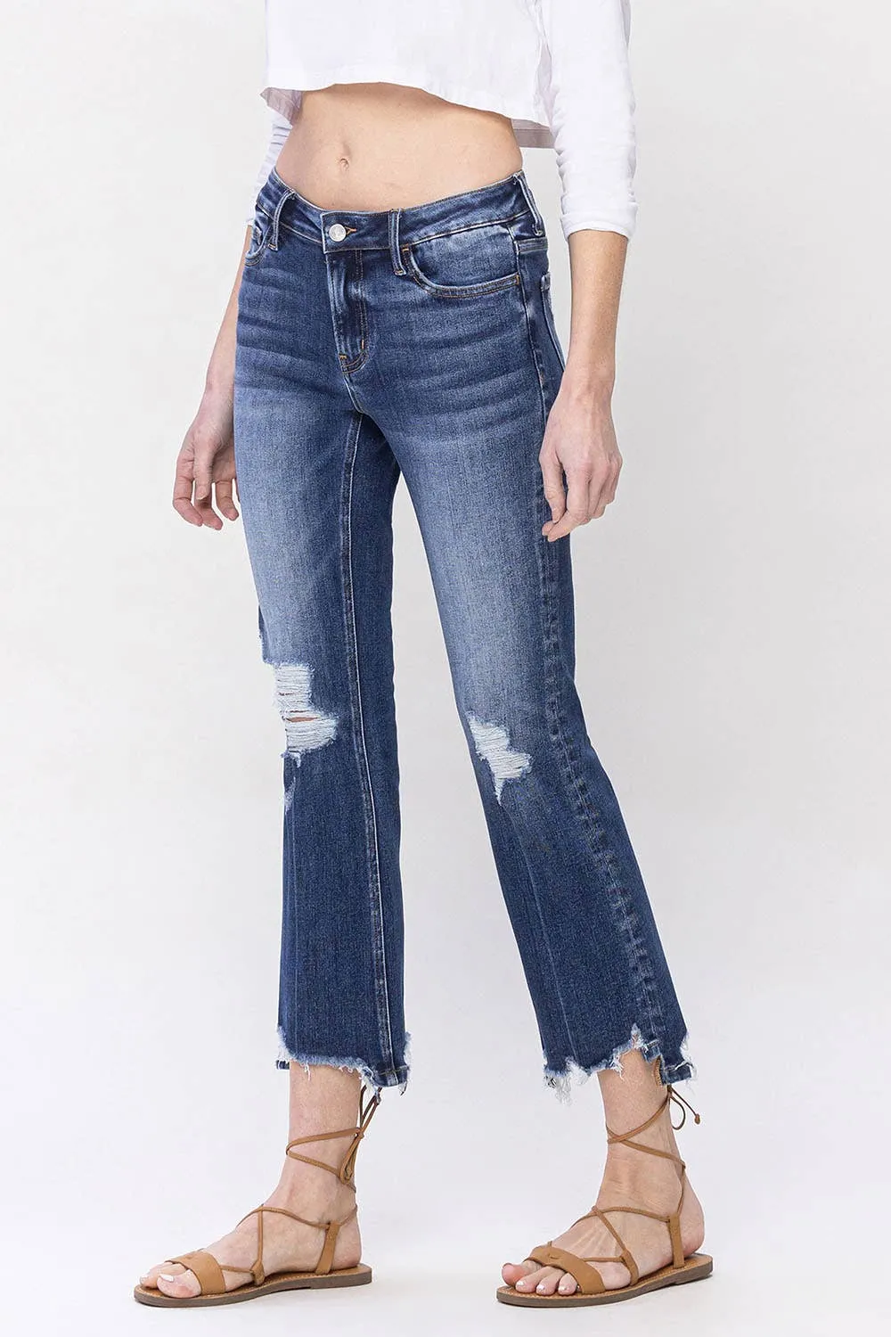 SPELLBOUND MID-RISE CROP KICK FLARE JEANS