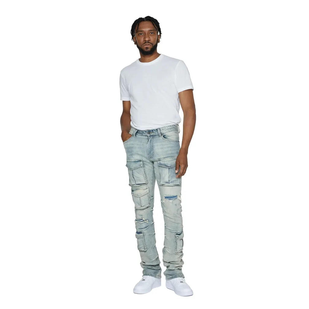 Stacked Utility Jeans - Industrial Blue