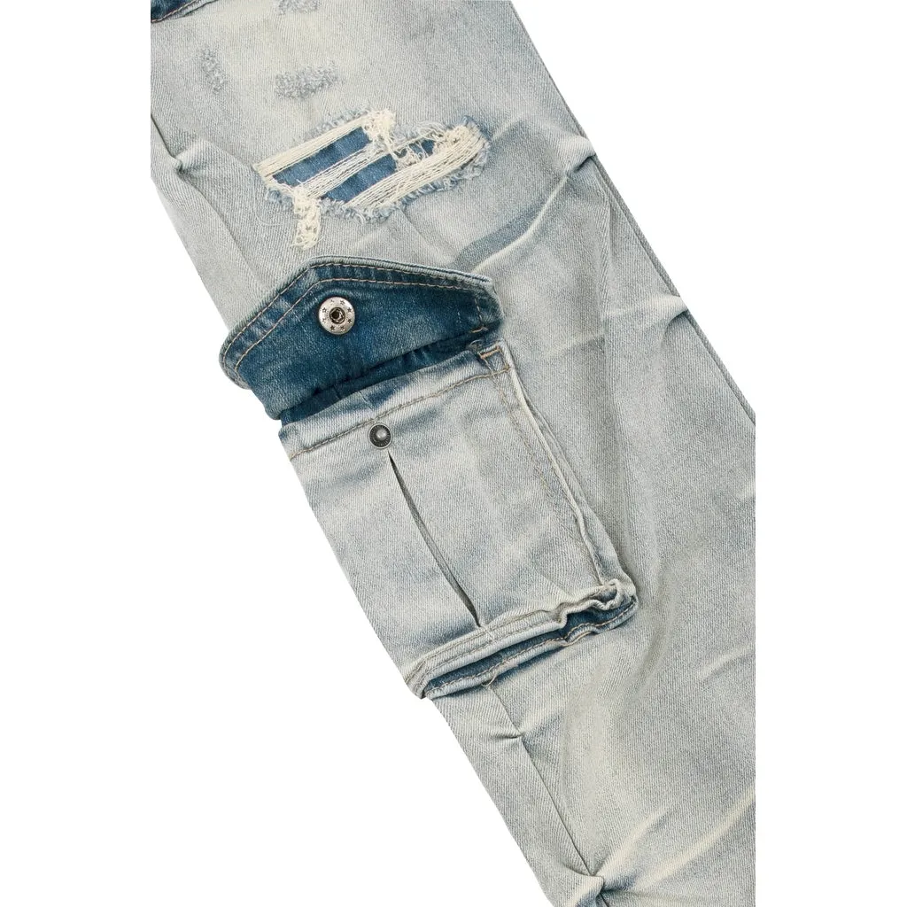 Stacked Utility Jeans - Industrial Blue