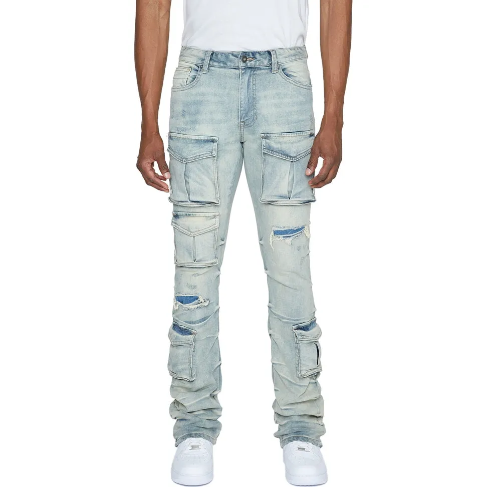 Stacked Utility Jeans - Industrial Blue