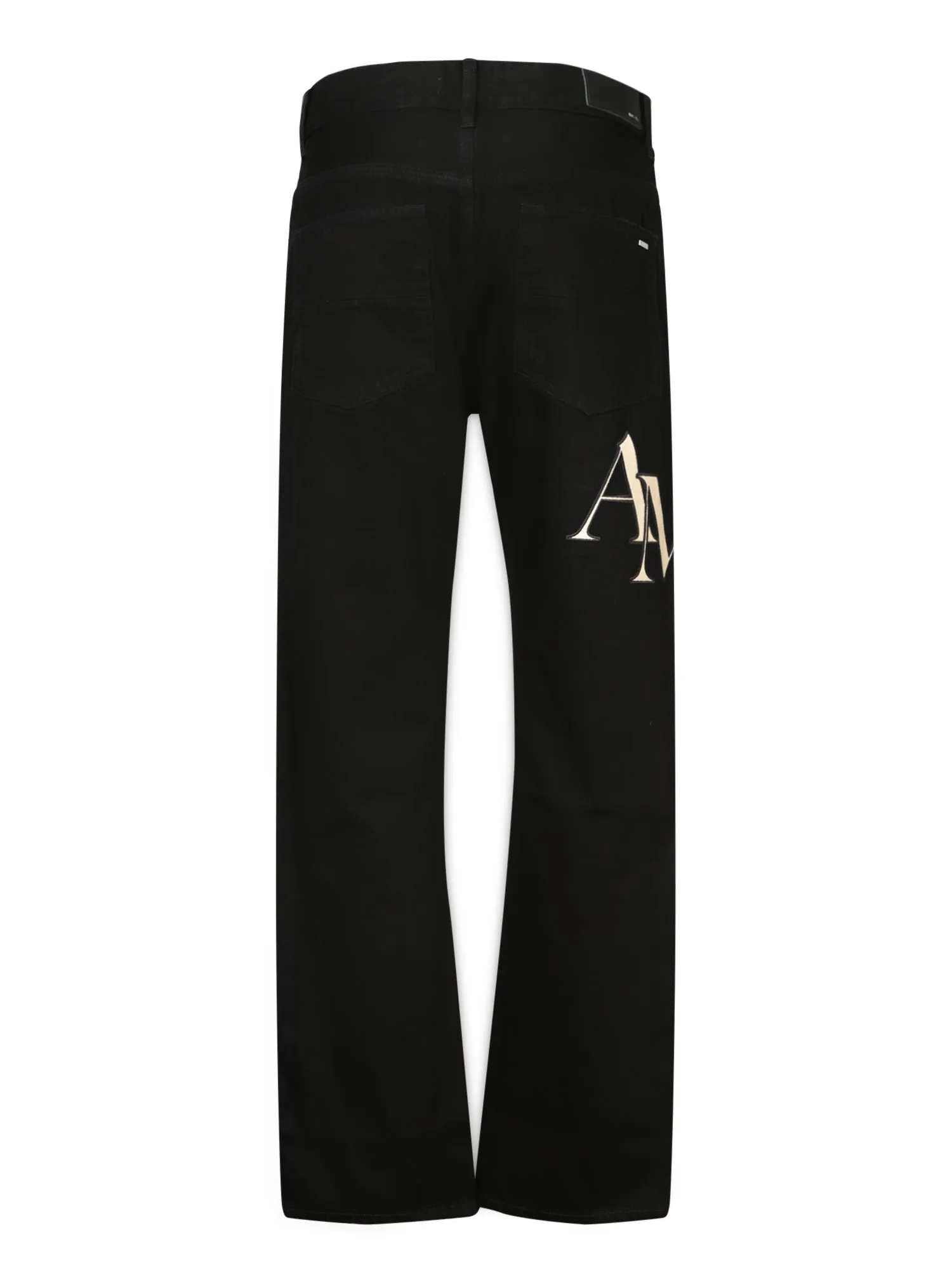 Staggered Straight Logo Black Jeans