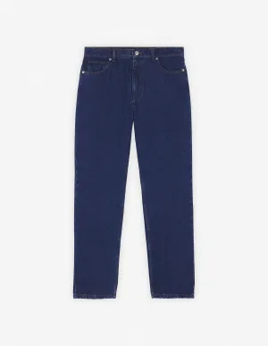 STRAIGHT DENIM JEANS STONE WASHED INDIGO