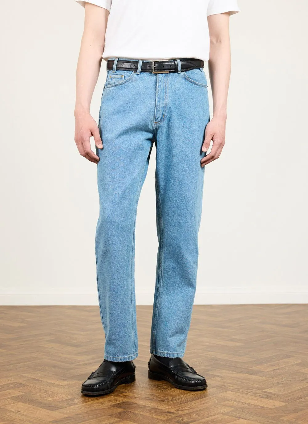 Straight Leg Denim Jeans | Cotton | Light Wash Blue