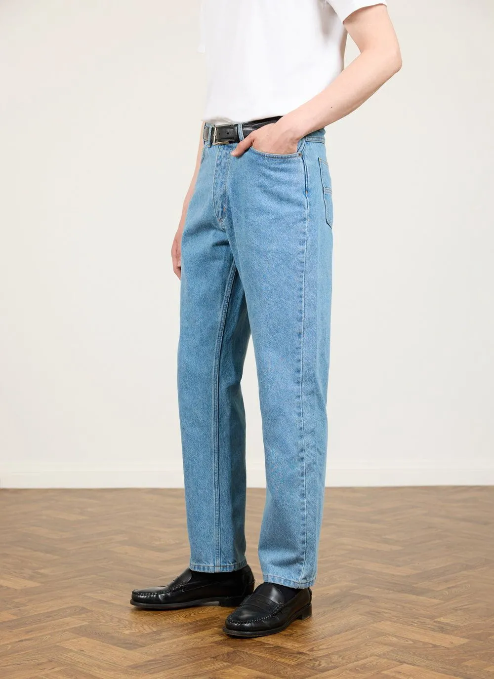 Straight Leg Denim Jeans | Cotton | Light Wash Blue