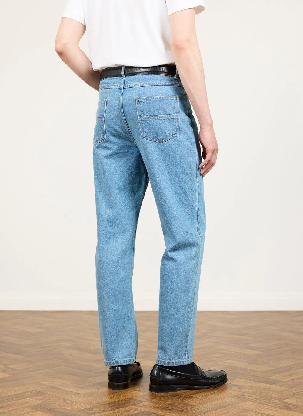 Straight Leg Denim Jeans | Cotton | Light Wash Blue