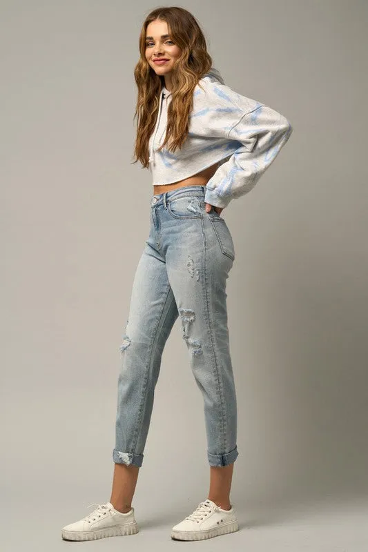 TEEK - Medium Distressed Girlfriend Jeans