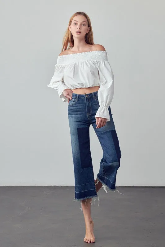 TEEK - Mid Rise Crop Flare Jeans