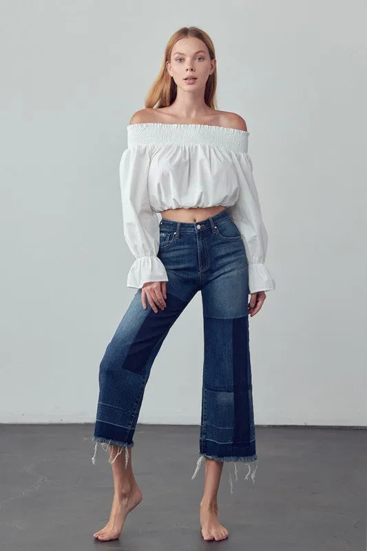 TEEK - Mid Rise Crop Flare Jeans