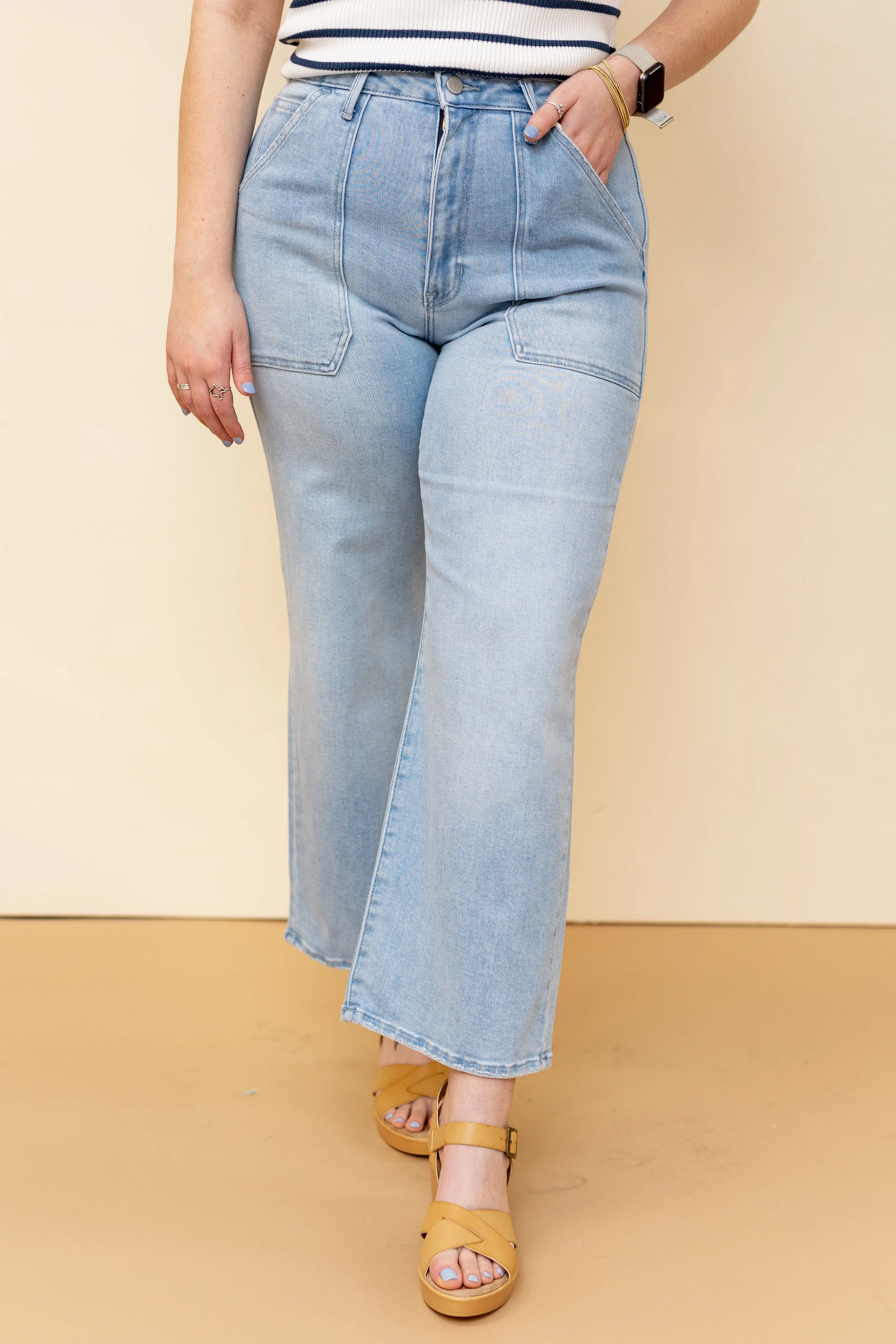 Tell Me More Wide Leg Cropped Jean