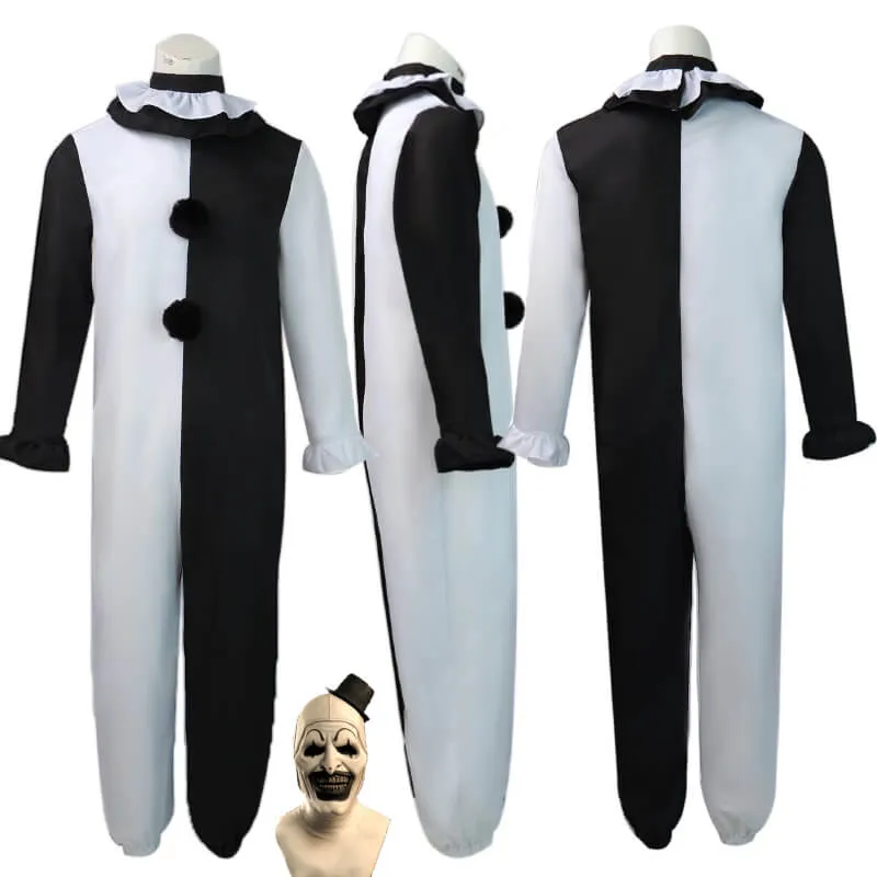 Terrifier 2 Art the Clown Halloween Costume Jumpsuit Halloween Scary Mask Becostume