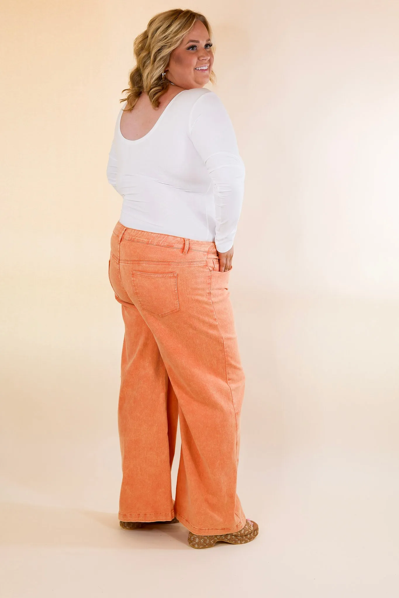 The Best Cropped Wide Leg Jeans in Apricot Orange