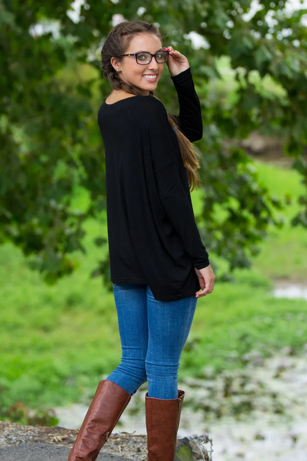 The Perfect Piko Top-Black