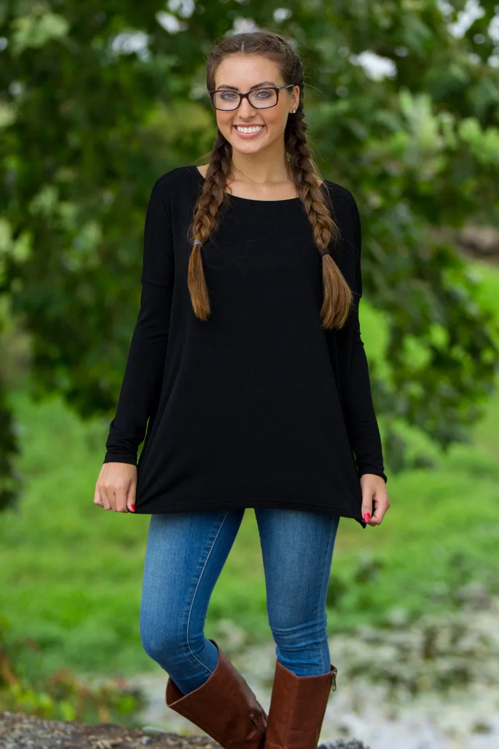 The Perfect Piko Top-Black