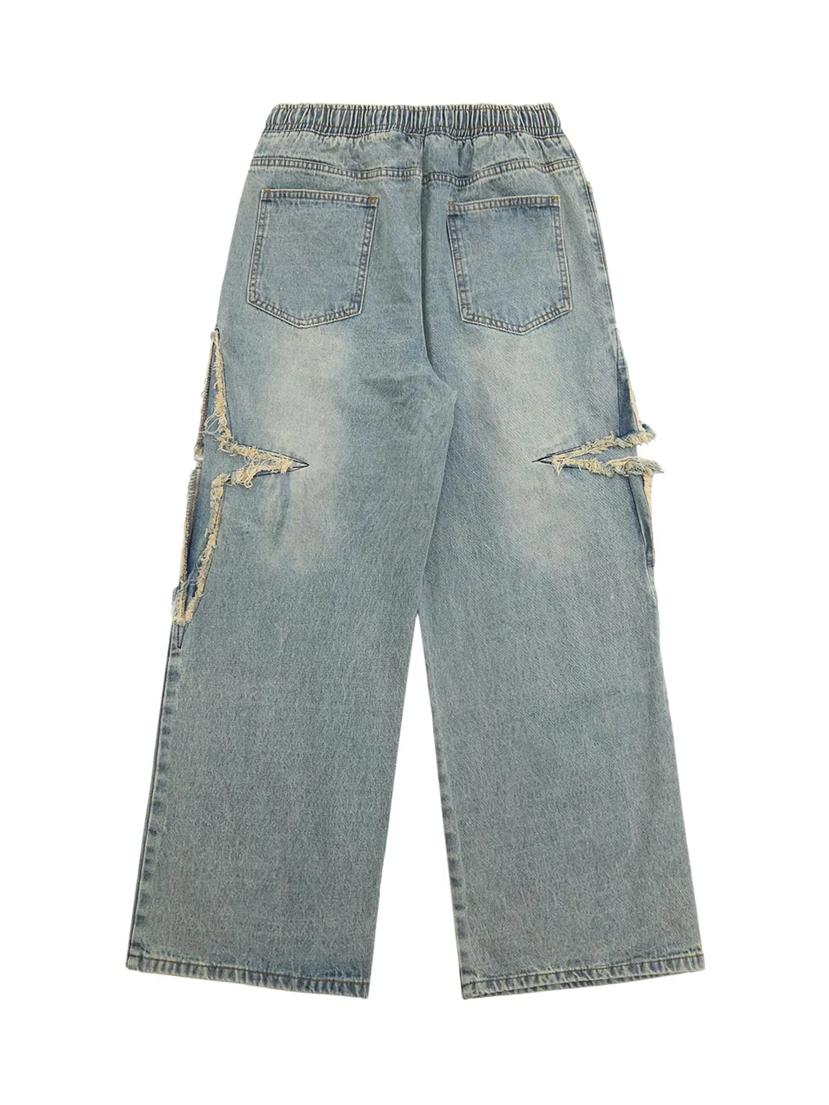 Thesupermade Drawstring Ripped Cross Star Jeans