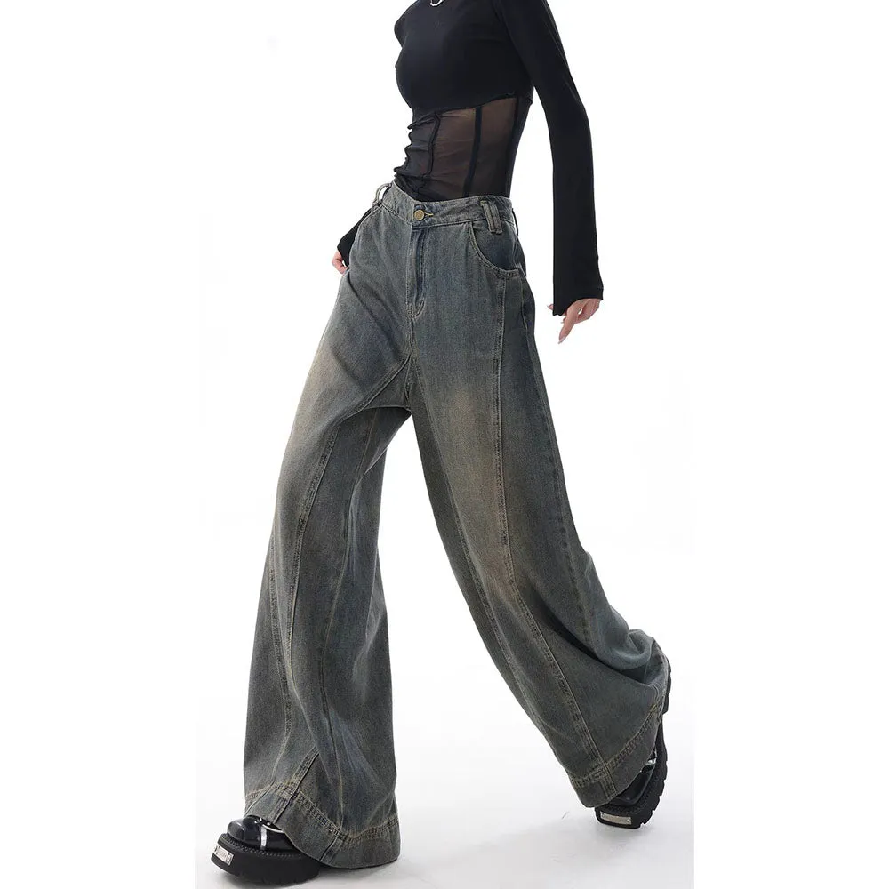 Tinted Vintage Washed Wide Leg Baggy Jeans