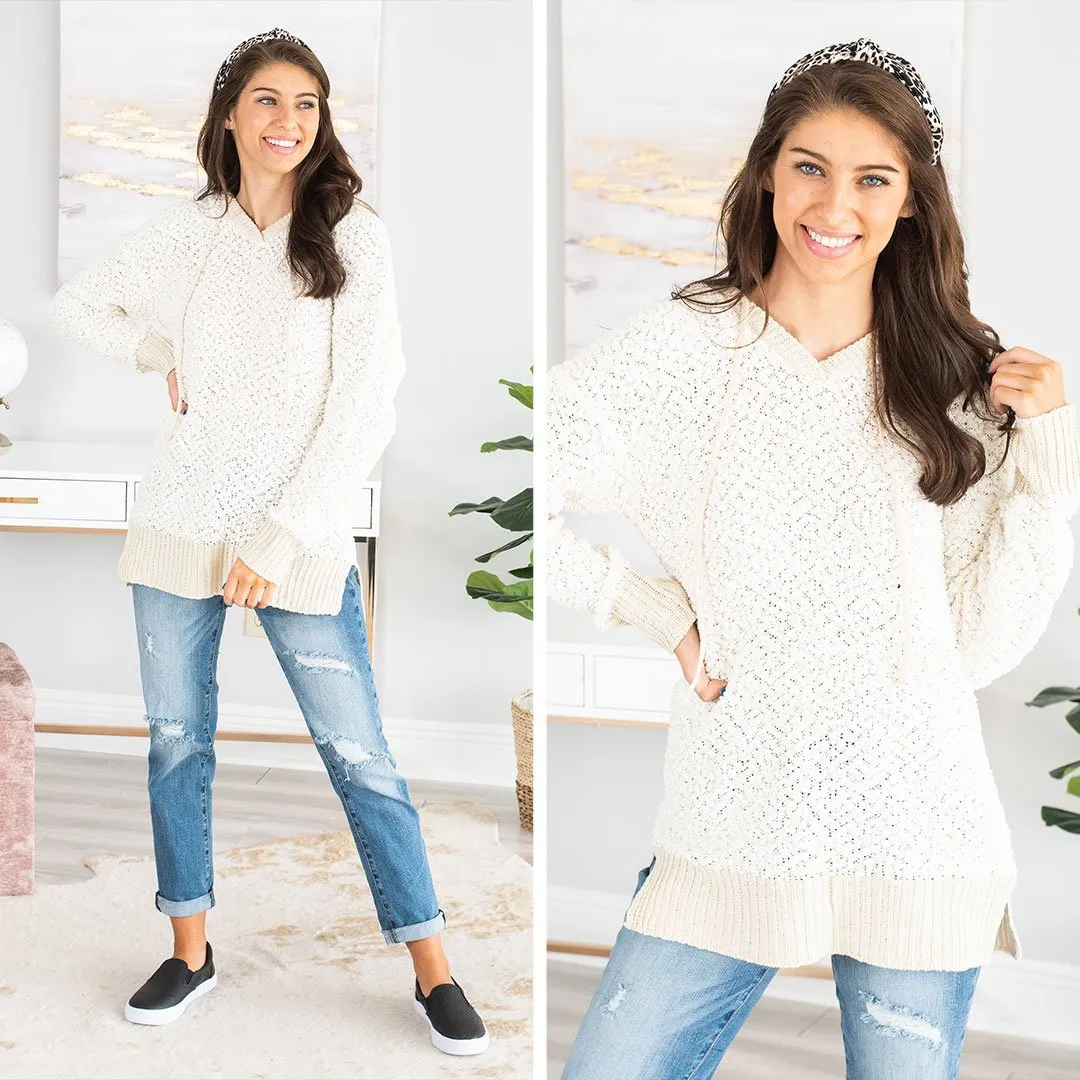 Traveling Through The Snow Cream White Popcorn Pullover