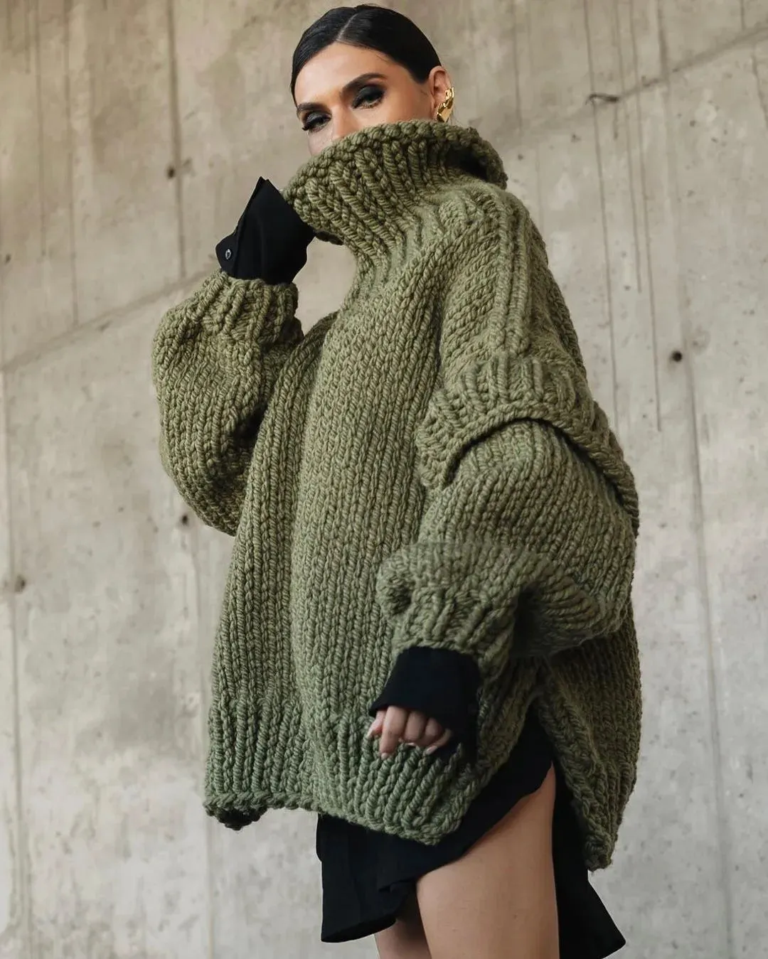 Tune It Turtleneck Knitted Pullover