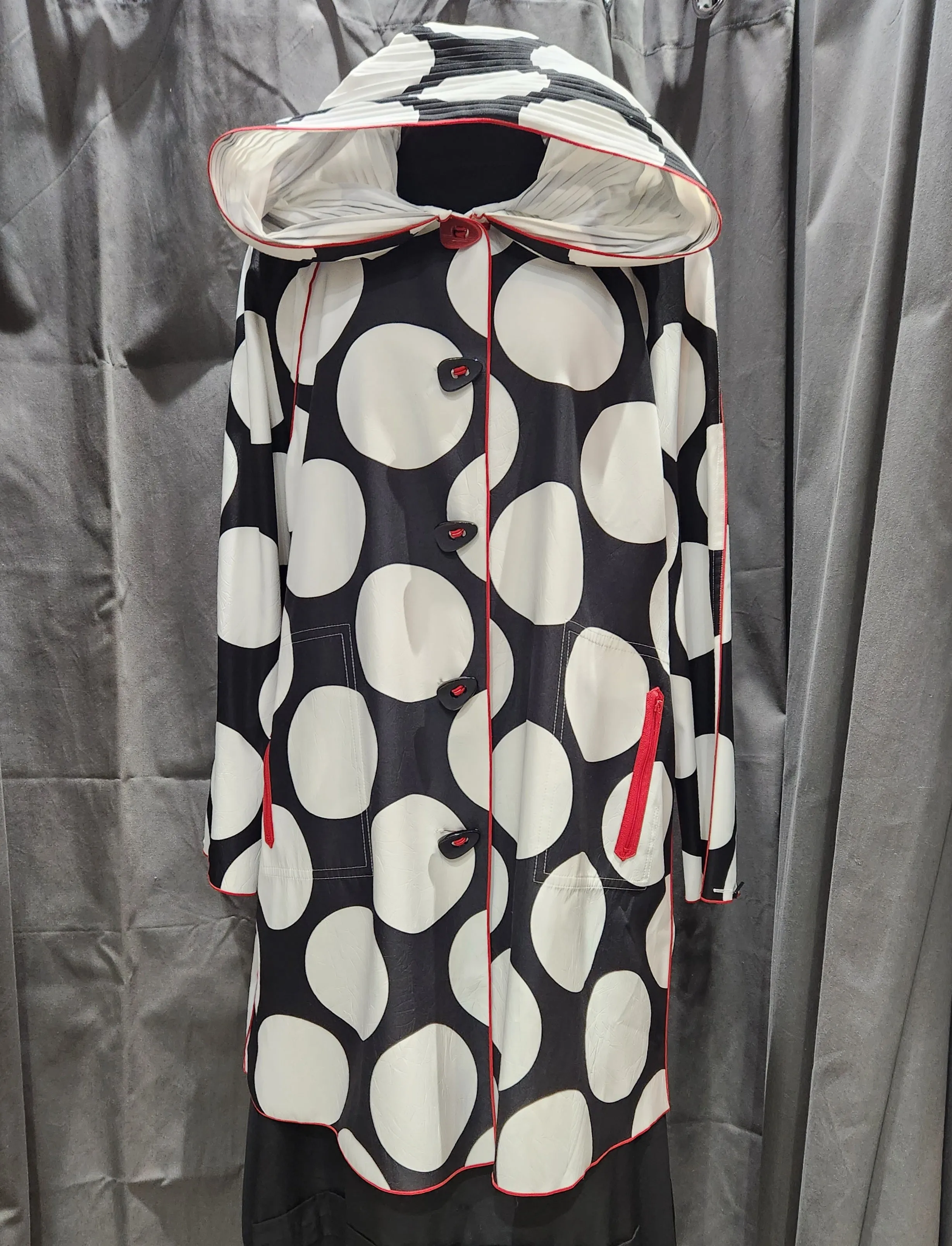 UBU Collection, S1428C-Polka Dot Zip Pocket Raincoat