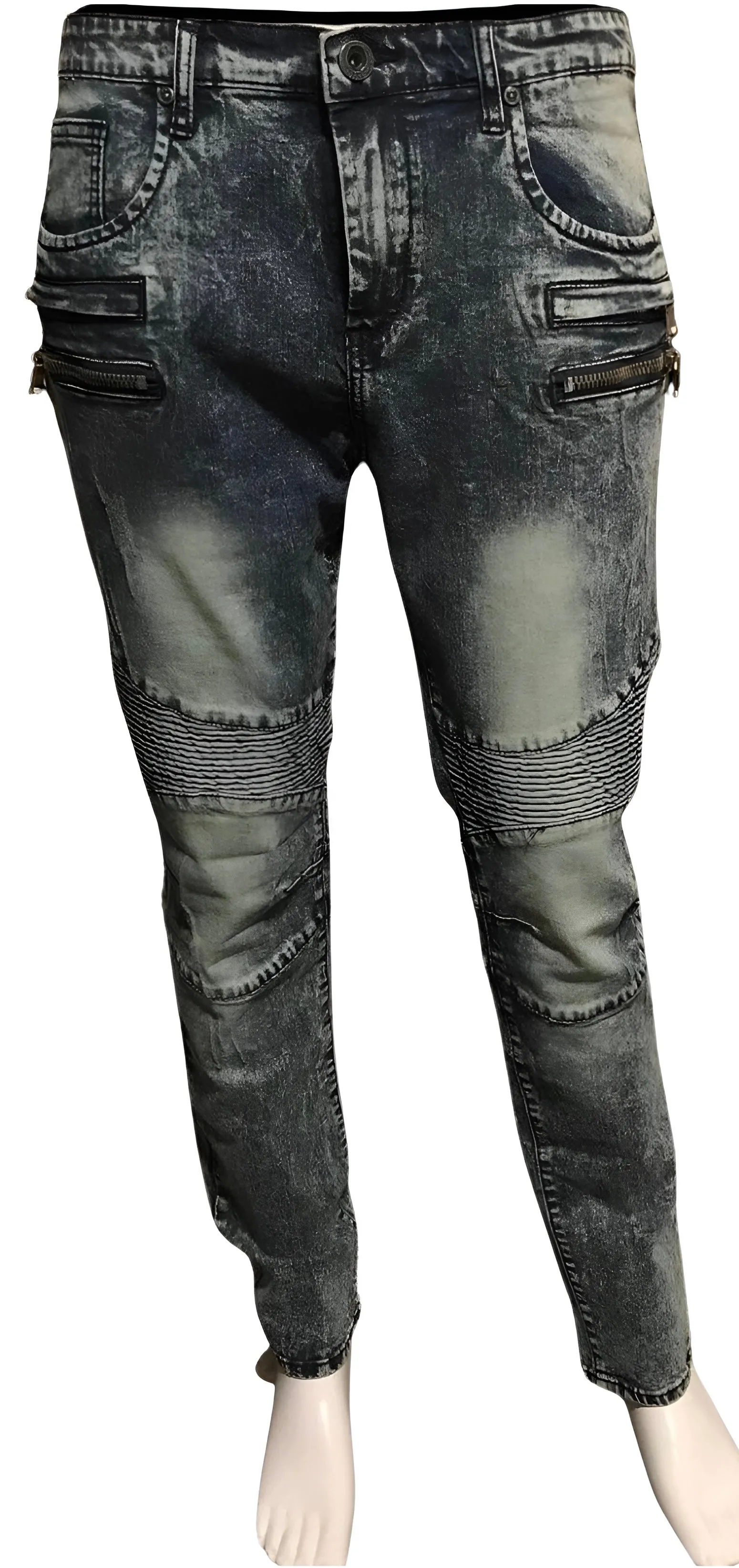 ^UCXX^ (BLUE) MOTO ZIP DESIGNER DENIM JEANS