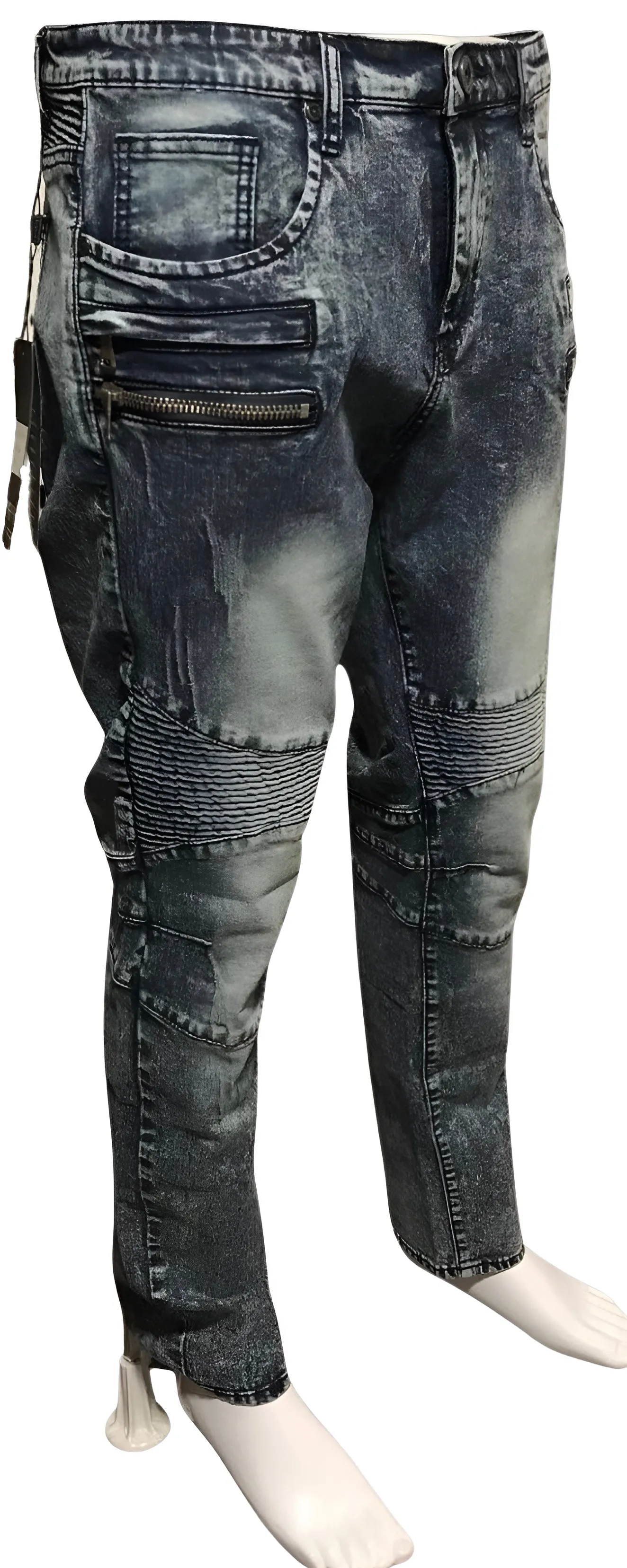 ^UCXX^ (BLUE) MOTO ZIP DESIGNER DENIM JEANS